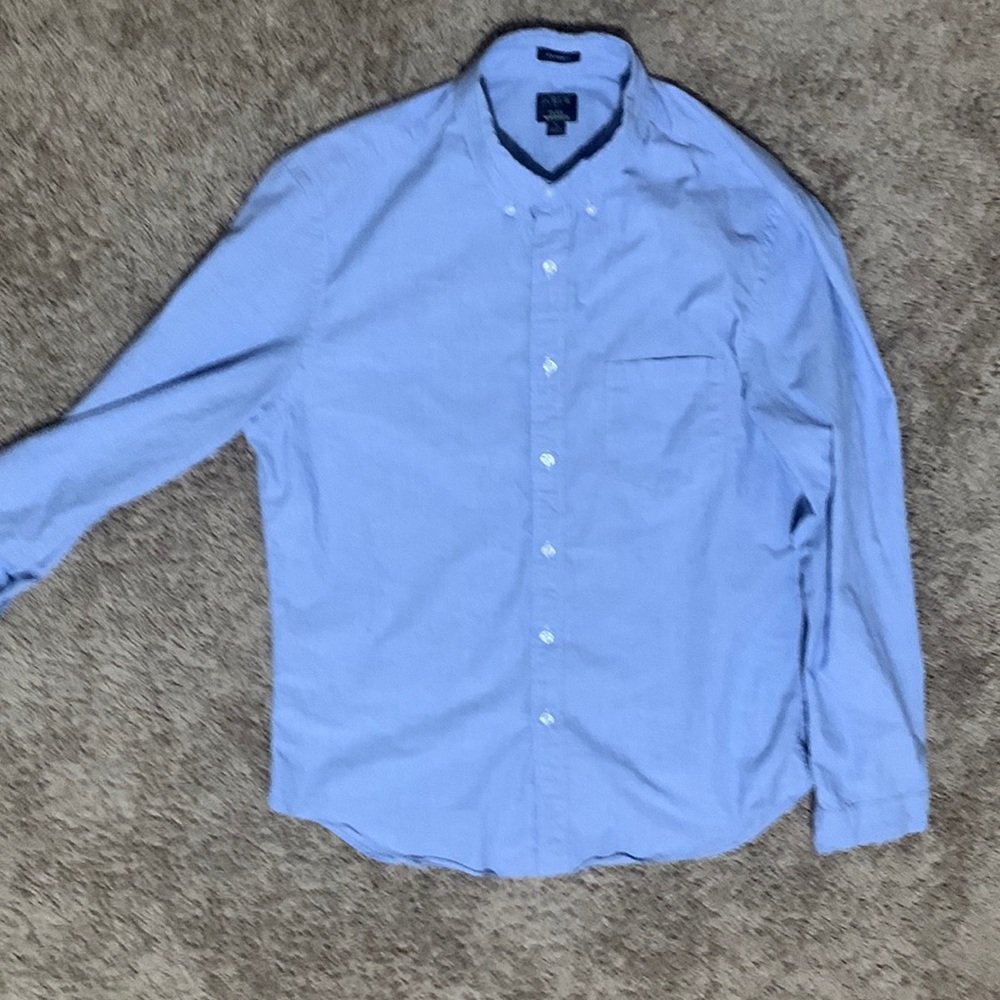 J Crew Flex Washed Classic Blue Button Down
